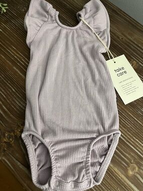 NEW Kyte Baby Ribbed Sleeveless Ruffle Leotard WISTERIA  Size 6-12 Months